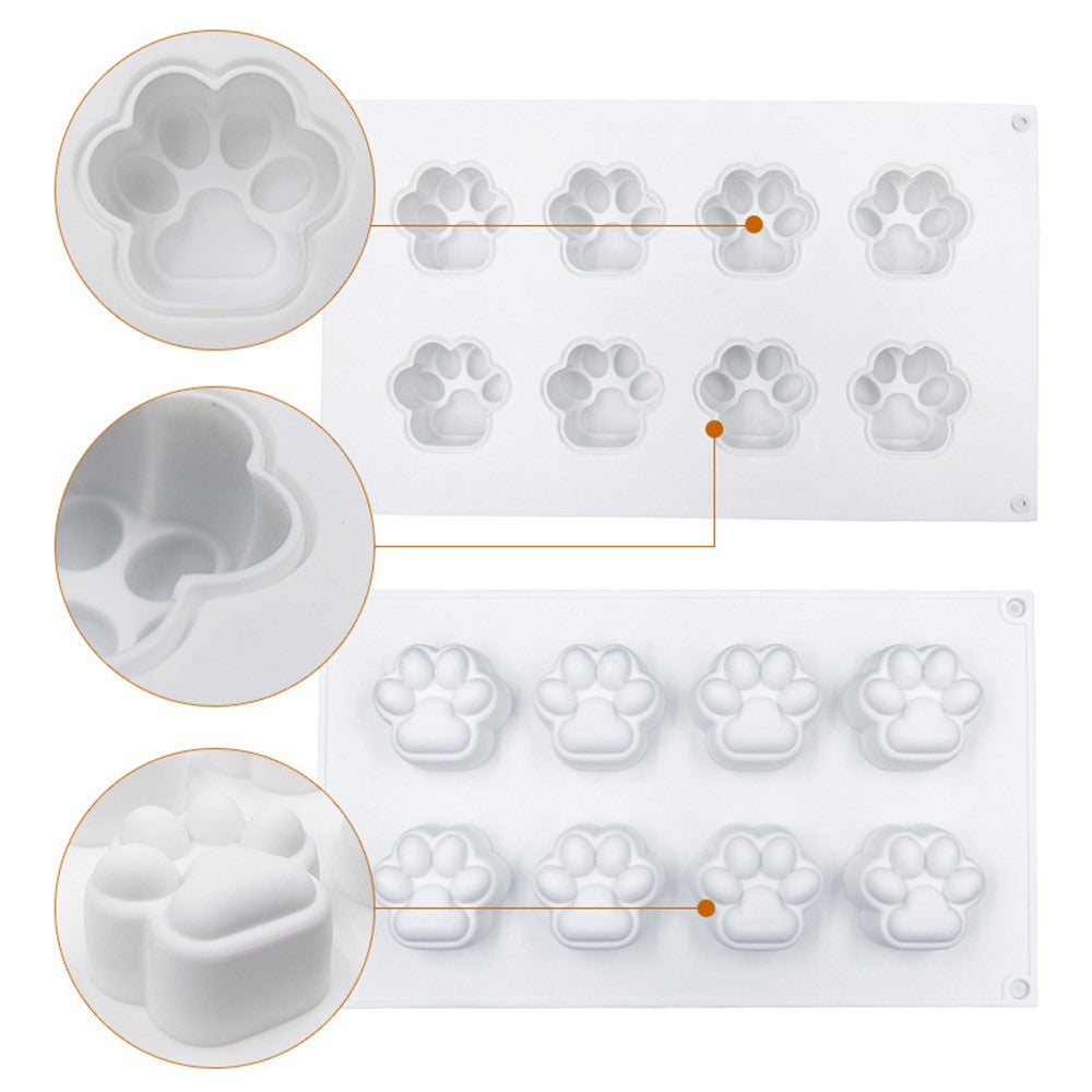 DG-15 Large Size 8-Cell Cat Claw Shape Mousse Cake Mold Jelly Pudding Silicone Mold (No FDA, BPA Free)