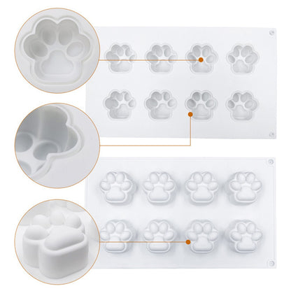 DG-15 Large Size 8-Cell Cat Claw Shape Mousse Cake Mold Jelly Pudding Silicone Mold (No FDA, BPA Free)