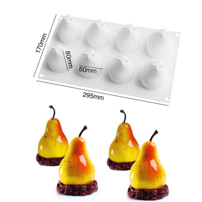 8-Cell Fruit Shape Mousse Cake Mold Dessert Making Silicone Mold (No FDA, BPA Free)