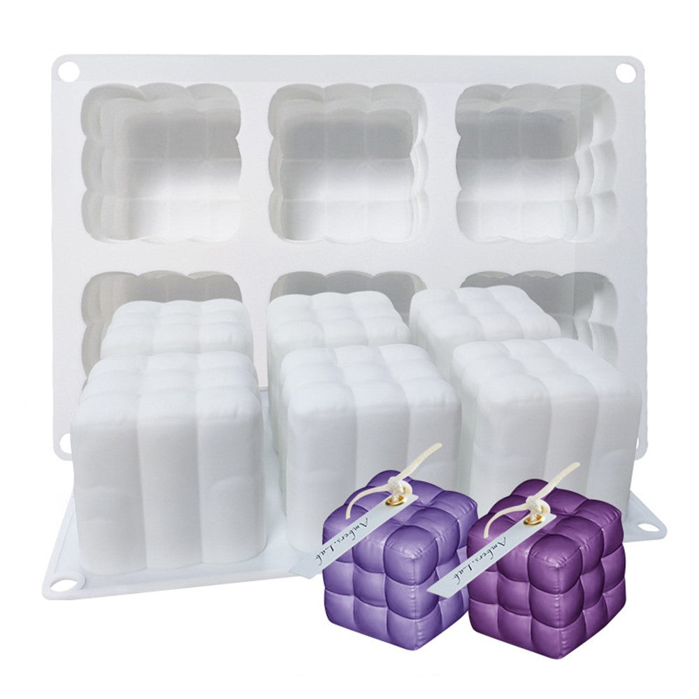 3D Magic Cube / Sofa Shape 6-grid Silicone Mold Mousse Cake Baking Mold (BPA Free, No FDA Certificate)