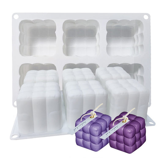 3D Magic Cube / Sofa Shape 6-grid Silicone Mold Mousse Cake Baking Mold (BPA Free, No FDA Certificate)