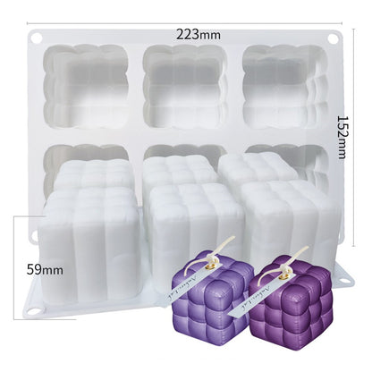 3D Magic Cube / Sofa Shape 6-grid Silicone Mold Mousse Cake Baking Mold (BPA Free, No FDA Certificate)
