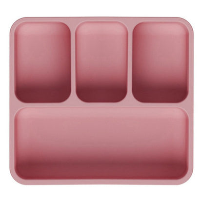 4 Compartments Silicone Baby Plate with Suction Cup Base Anti-Slip 220°C Heat Resistant Baby Dishes with Lid (BPA Free, No FDA)
