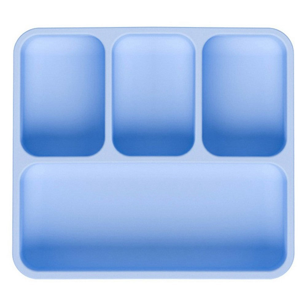 4 Compartments Silicone Baby Plate with Suction Cup Base Anti-Slip 220°C Heat Resistant Baby Dishes with Lid (BPA Free, No FDA)