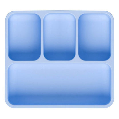 4 Compartments Silicone Baby Plate with Suction Cup Base Anti-Slip 220°C Heat Resistant Baby Dishes with Lid (BPA Free, No FDA)