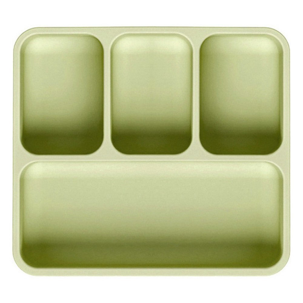 4 Compartments Silicone Baby Plate with Suction Cup Base Anti-Slip 220°C Heat Resistant Baby Dishes with Lid (BPA Free, No FDA)