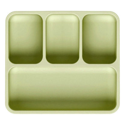 4 Compartments Silicone Baby Plate with Suction Cup Base Anti-Slip 220°C Heat Resistant Baby Dishes with Lid (BPA Free, No FDA)