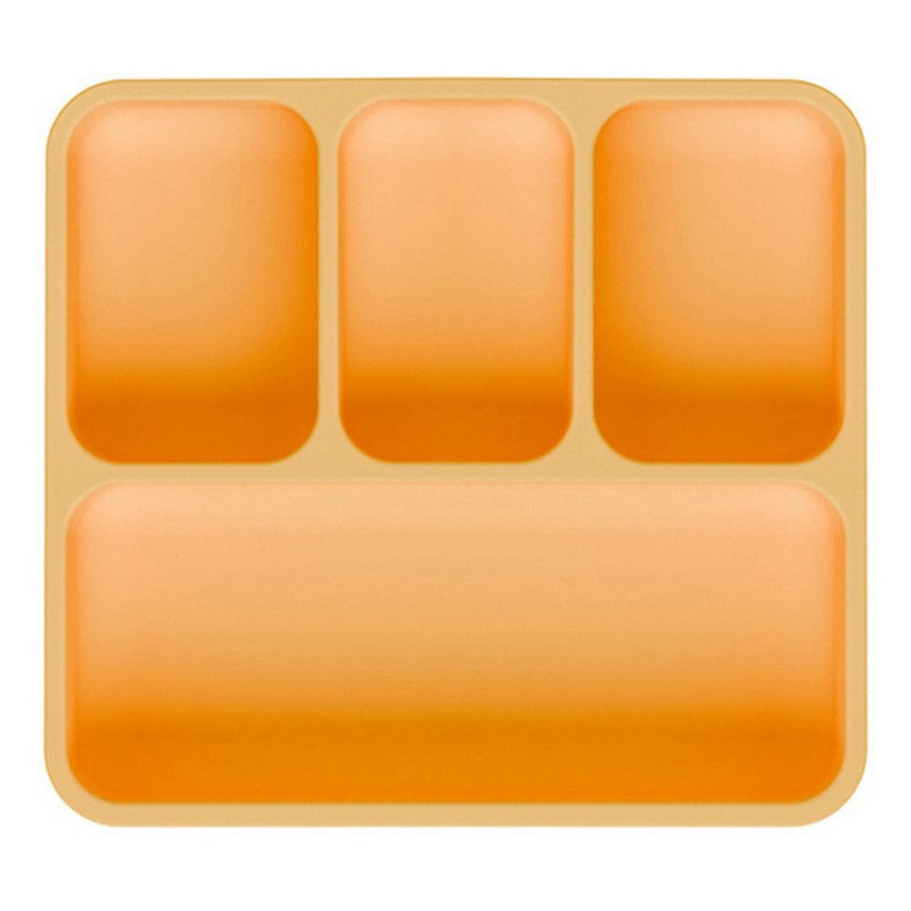 4 Compartments Silicone Baby Plate with Suction Cup Base Anti-Slip 220°C Heat Resistant Baby Dishes with Lid (BPA Free, No FDA)
