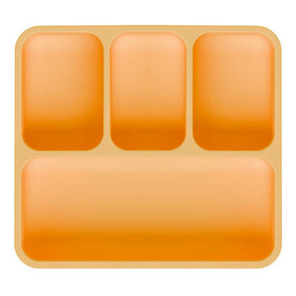 4 Compartments Silicone Baby Plate with Suction Cup Base Anti-Slip 220°C Heat Resistant Baby Dishes with Lid (BPA Free, No FDA)