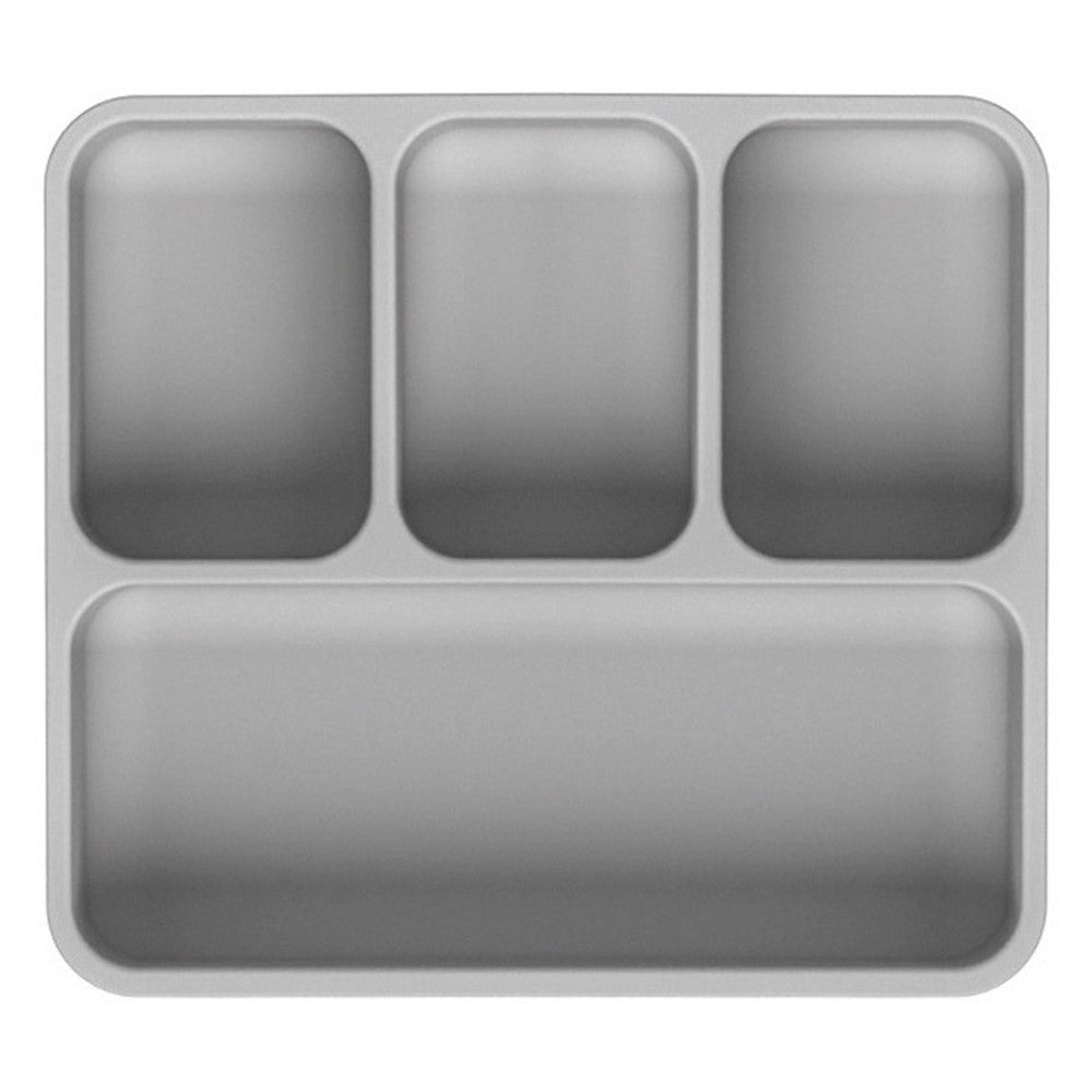 4 Compartments Silicone Baby Plate with Suction Cup Base Anti-Slip 220°C Heat Resistant Baby Dishes with Lid (BPA Free, No FDA)