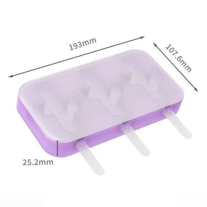 Silicone Ice Cream Popsicle Molds 3-Cavity Fruit-Shaped DIY Frozen Treats Maker with Lid (No FDA, BPA Free)