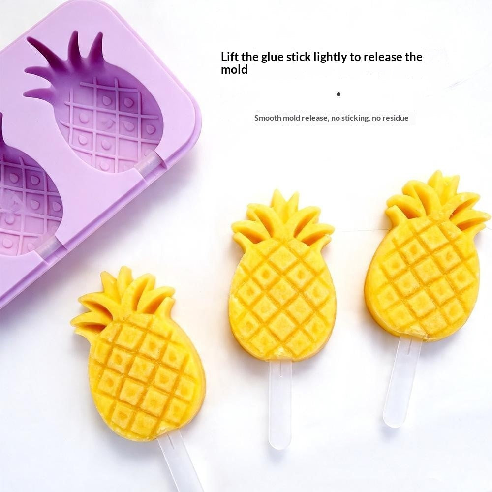 Silicone Ice Cream Popsicle Molds 3-Cavity Fruit-Shaped DIY Frozen Treats Maker with Lid (No FDA, BPA Free)