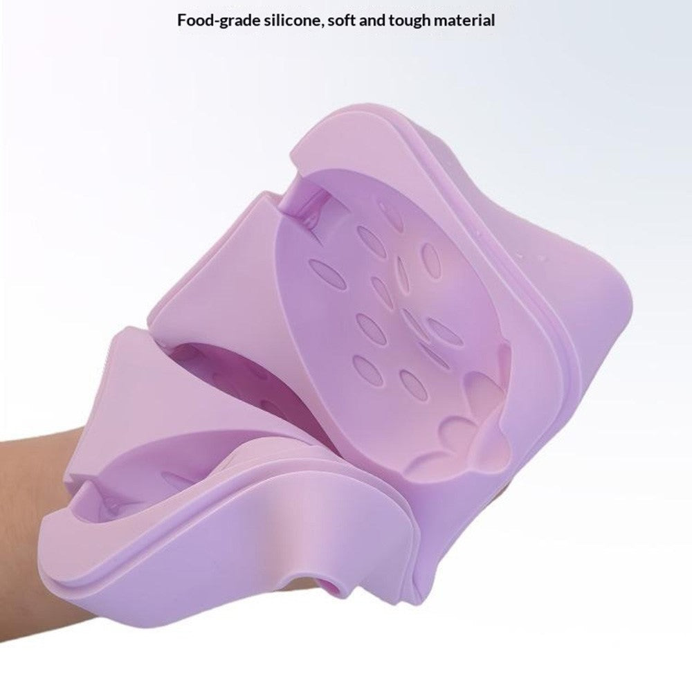 Silicone Ice Cream Popsicle Molds 3-Cavity Fruit-Shaped DIY Frozen Treats Maker with Lid (No FDA, BPA Free)