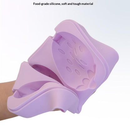 Silicone Ice Cream Popsicle Molds 3-Cavity Fruit-Shaped DIY Frozen Treats Maker with Lid (No FDA, BPA Free)