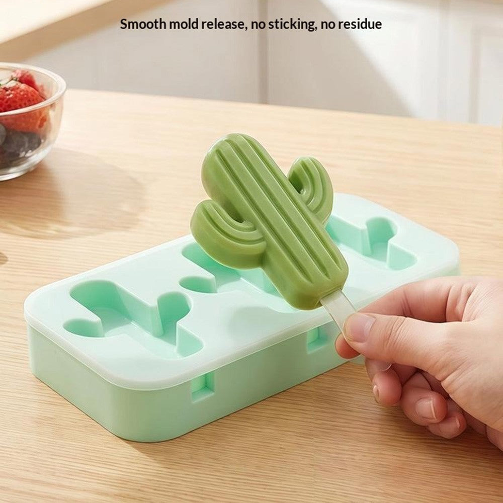 Silicone Ice Cream Popsicle Molds 3-Cavity Fruit-Shaped DIY Frozen Treats Maker with Lid (No FDA, BPA Free)