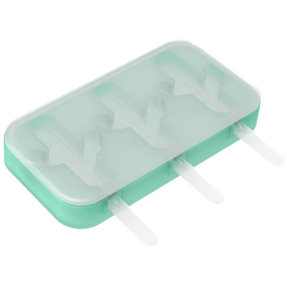 Silicone Ice Cream Popsicle Molds 3-Cavity Fruit-Shaped DIY Frozen Treats Maker with Lid (No FDA, BPA Free)