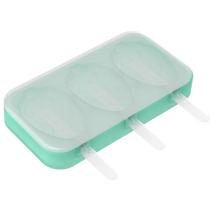 Silicone Ice Cream Popsicle Molds 3-Cavity Fruit-Shaped DIY Frozen Treats Maker with Lid (No FDA, BPA Free)
