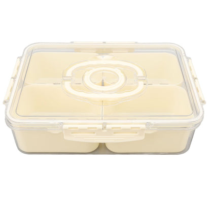 Sealed Food Storage Container with Lid, 4-Compartment Divided Fridge Organizer Box (BPA Free, US FDA)