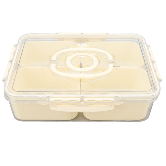 Sealed Food Storage Container with Lid, 4-Compartment Divided Fridge Organizer Box (BPA Free, US FDA)
