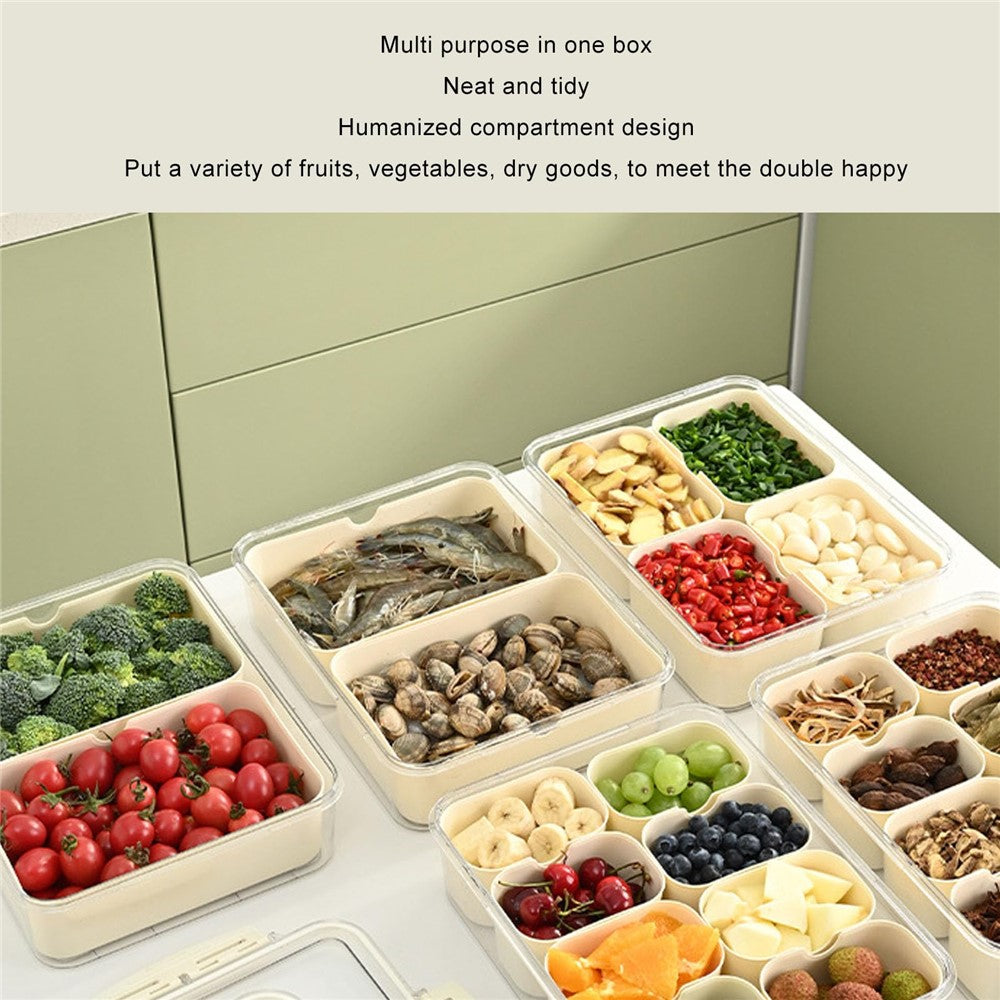 Sealed Food Storage Container with Lid, 4-Compartment Divided Fridge Organizer Box (BPA Free, US FDA)
