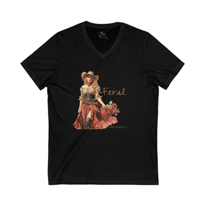 Feral Cowgirl Short Sleeve V-Neck Tee