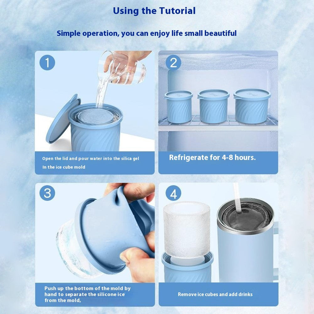 3Pcs / Set Food Grade Silicone Cylinder Ice Cube Mold with Lid for 24 / 30 / 40oz Stanley Cups (BPA Free, No FDA)