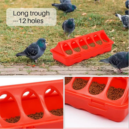 Flip Top Poultry Feeder 12 Holes Plastic Feeding Tray for Chicken Duckling Bird