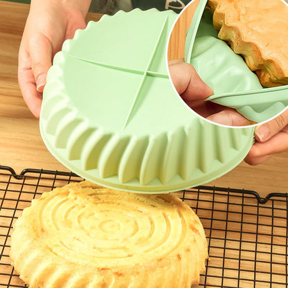19cm Air Fryer Oven Silicone Baking Pan Heat Resistant Foldable Round Cake Mold with Hand Clamps (BPA Free, FDA Certified)