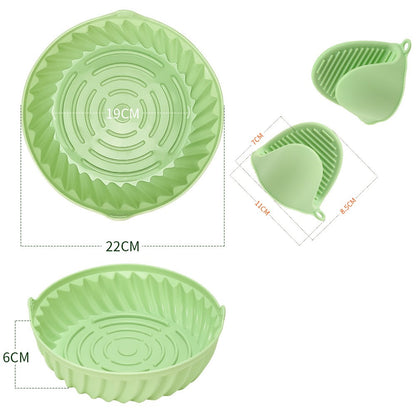 22cm Air Fryer Oven Silicone Baking Pan Heat Resistant Foldable Round Cake Mold with Hand Clamps (BPA Free, FDA Certified)
