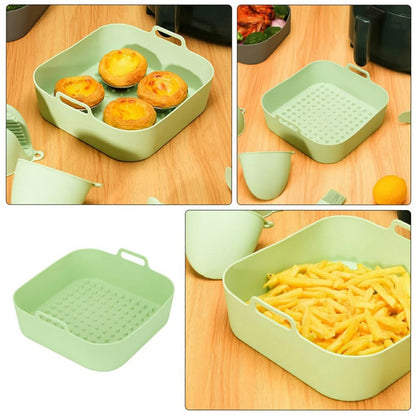 20cm Square Air Fryer Oven Silicone Baking Pan Heat Resistant Foldable Cake Mold (BPA Free, FDA Certified)