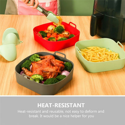 20cm Square Air Fryer Oven Silicone Baking Pan Heat Resistant Foldable Cake Mold (BPA Free, FDA Certified)
