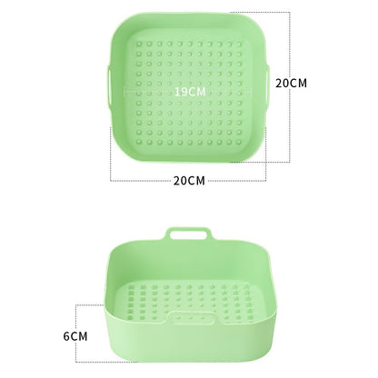 20cm Square Air Fryer Oven Silicone Baking Pan Heat Resistant Foldable Cake Mold (BPA Free, FDA Certified)