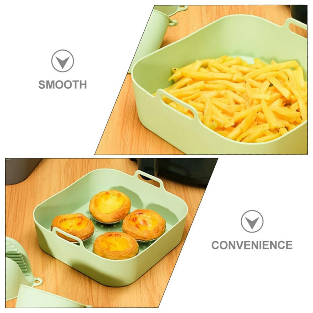 20cm Square Air Fryer Oven Silicone Baking Pan Heat Resistant Foldable Cake Mold with Hand Clamps (BPA Free, FDA Certified)
