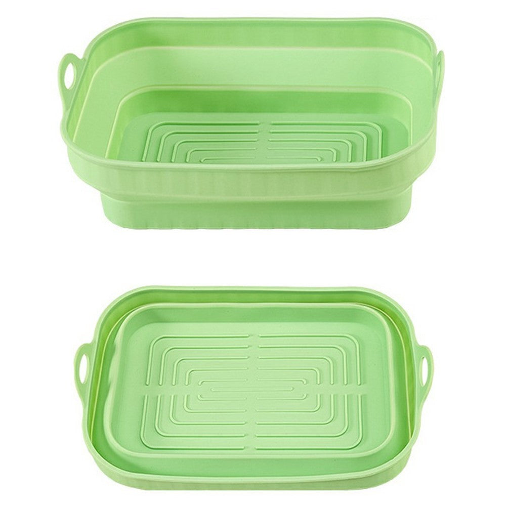 Rectangle Air Fryer Oven Silicone Baking Pan Heat Resistant Foldable Cake Mold (BPA Free, FDA Certified)