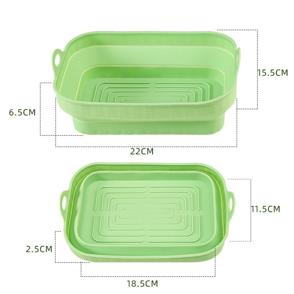 Rectangle Air Fryer Oven Silicone Baking Pan Heat Resistant Foldable Cake Mold (BPA Free, FDA Certified)