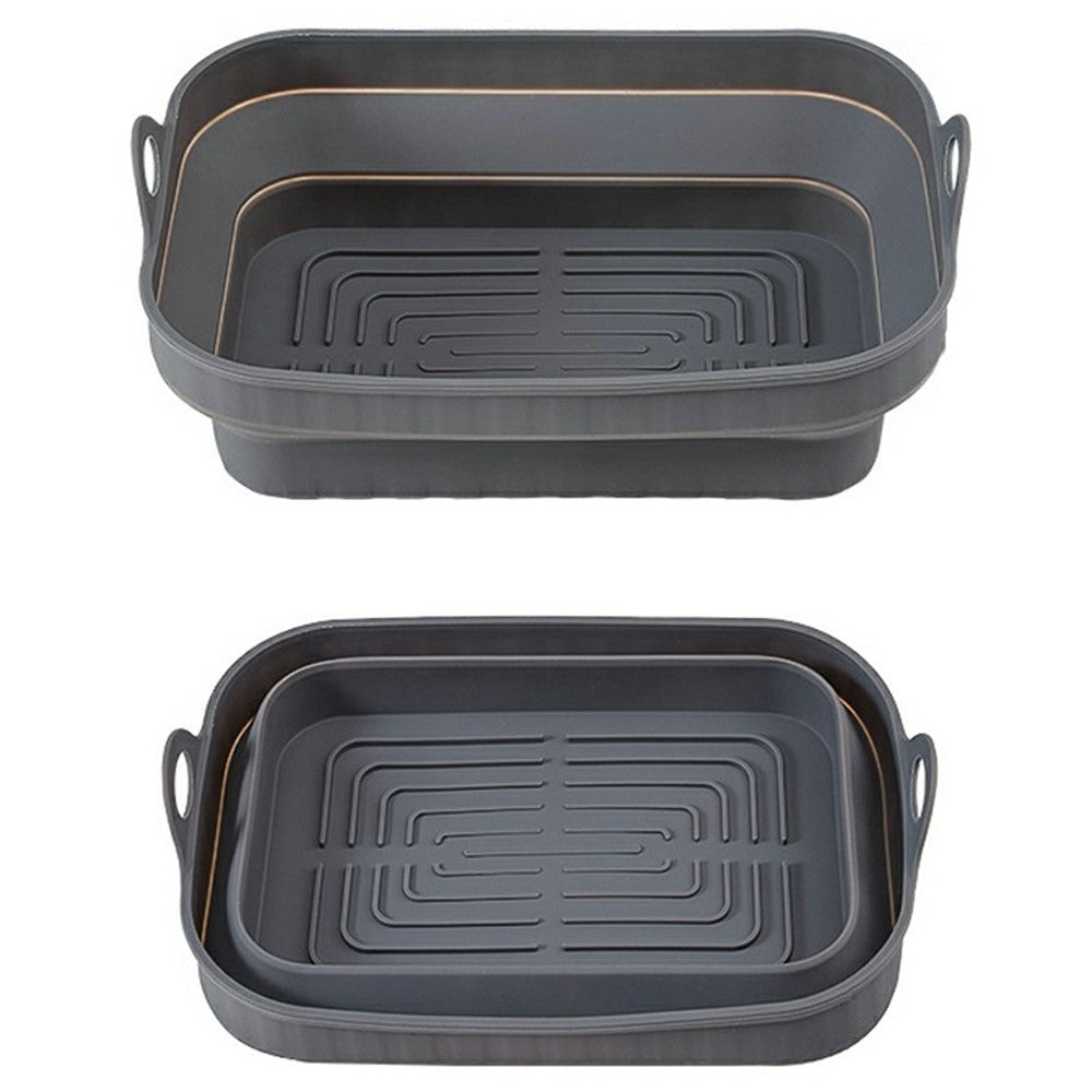 Rectangle Air Fryer Oven Silicone Baking Pan Heat Resistant Foldable Cake Mold (BPA Free, FDA Certified)