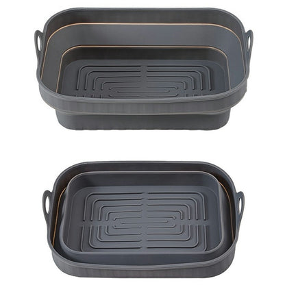 Rectangle Air Fryer Oven Silicone Baking Pan Heat Resistant Foldable Cake Mold (BPA Free, FDA Certified)
