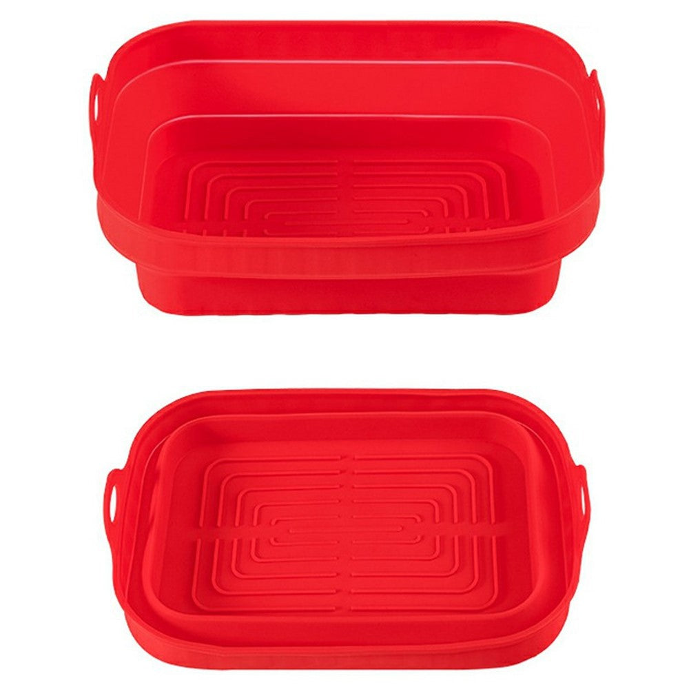 Rectangle Air Fryer Oven Silicone Baking Pan Heat Resistant Foldable Cake Mold (BPA Free, FDA Certified)