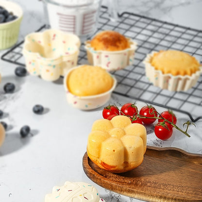 10PCS Silicone Baking Molds DIY Non-Stick Cake Cups Baking Tool (BPA Free, FDA Certified)