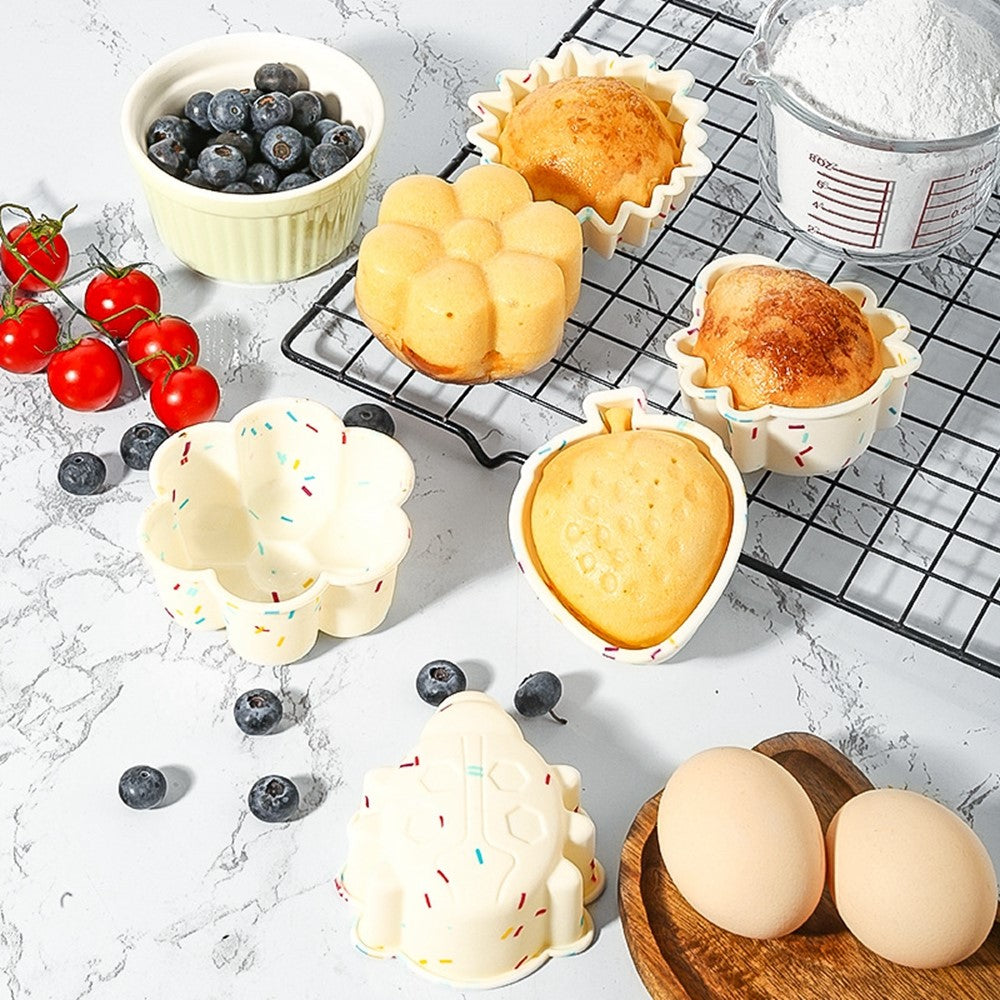 10PCS Silicone Baking Molds DIY Non-Stick Cake Cups Baking Tool (BPA Free, FDA Certified)
