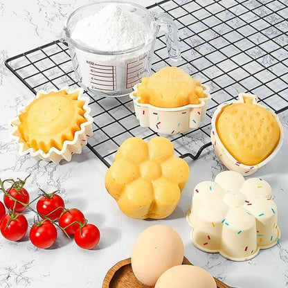 10PCS Silicone Baking Molds DIY Non-Stick Cake Cups Baking Tool (BPA Free, FDA Certified)