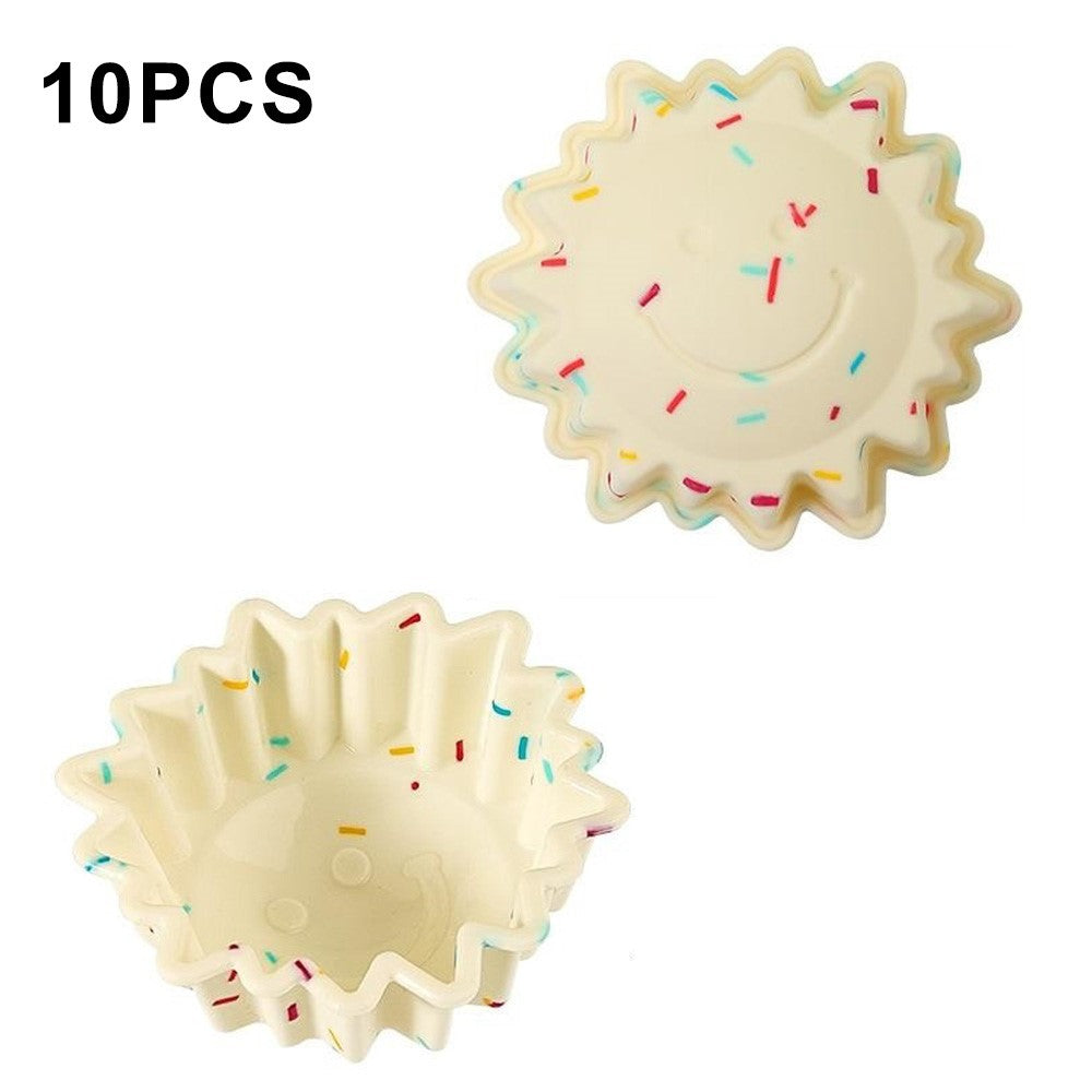 10PCS Silicone Baking Molds DIY Non-Stick Cake Cups Baking Tool (BPA Free, FDA Certified)