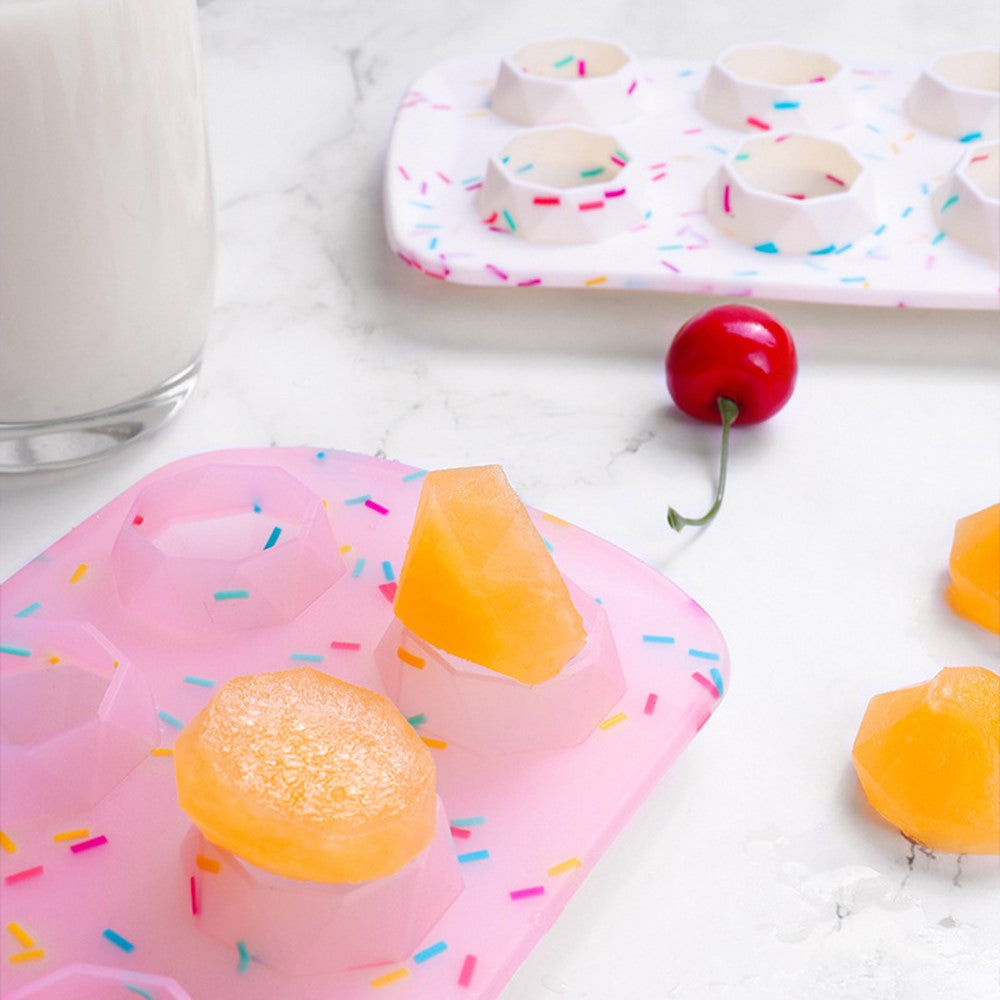 Diamond / Heart / Star / Round Shape DIY Ice Maker Silicone Ice Cube Tray 8 Cavity Mold (BPA Free, FDA Certified)