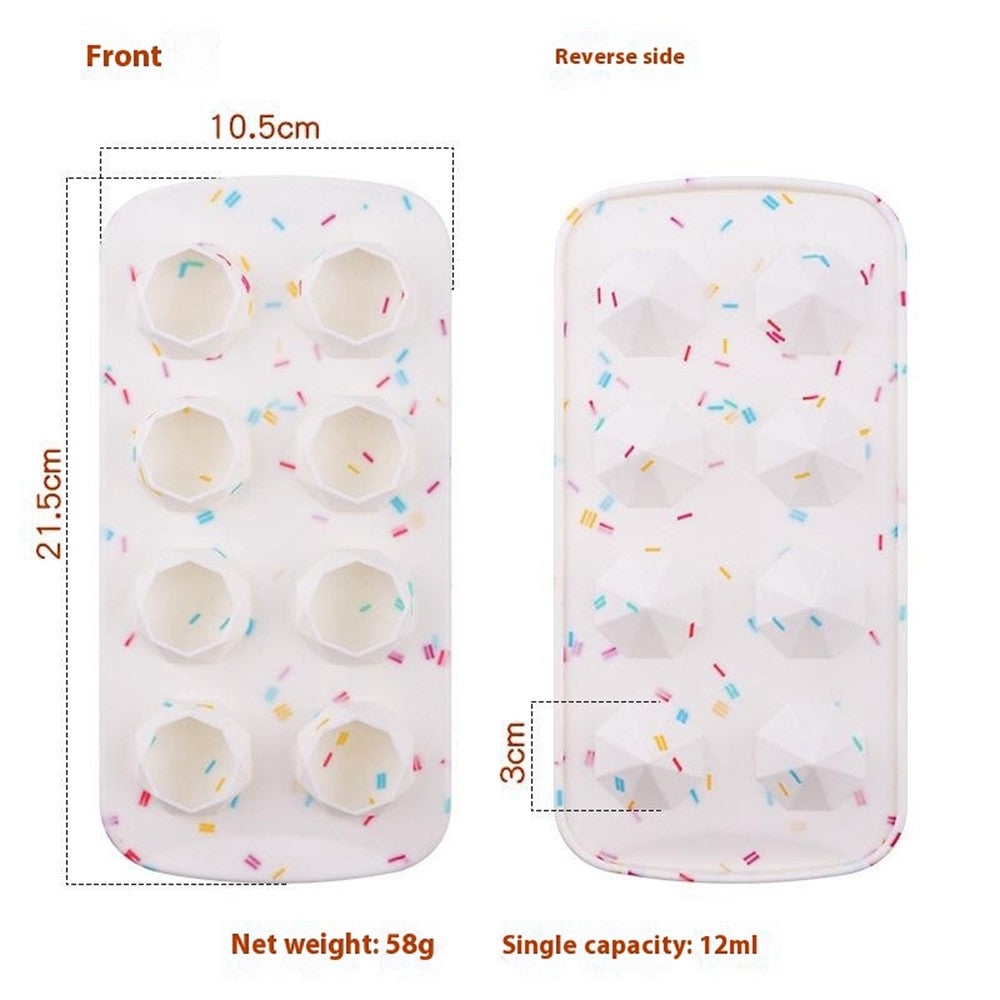 Diamond / Heart / Star / Round Shape DIY Ice Maker Silicone Ice Cube Tray 8 Cavity Mold (BPA Free, FDA Certified)