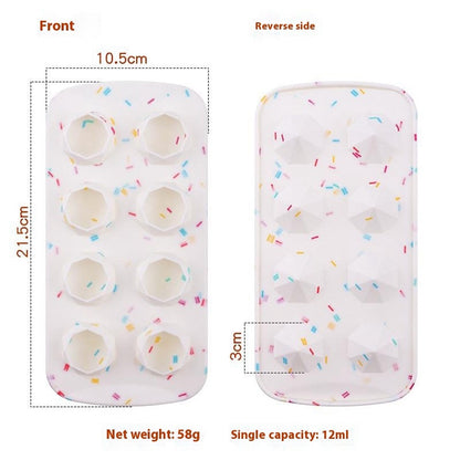 Diamond / Heart / Star / Round Shape DIY Ice Maker Silicone Ice Cube Tray 8 Cavity Mold (BPA Free, FDA Certified)