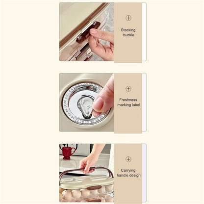 3-Tier Single Row Auto Rolling Egg Storage Container Plastic Stackable Refrigerator Eggs Organizer Box