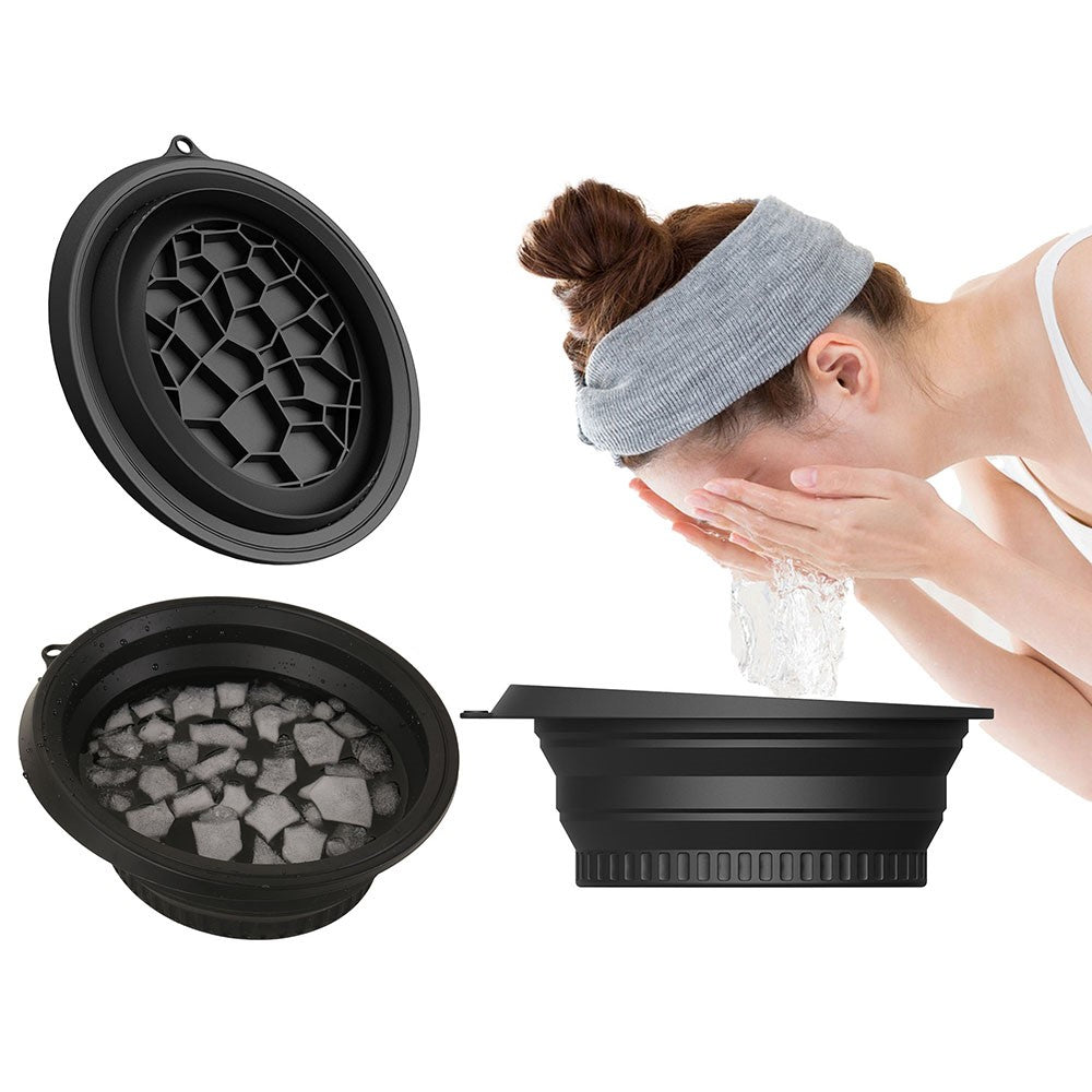 Collapsible Silicone Face Basin Ice Cold Therapy Multipurpose Foldable Washbasin for Skincare Travel (FDA Certified, BPA-Free)