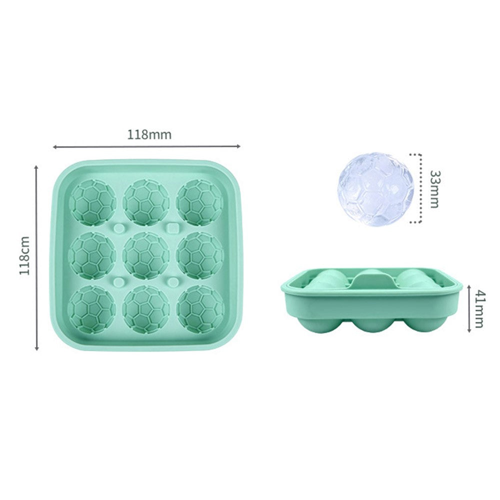 9-Grid Soccer Ball Shaped Silicone Ice Cube Mold Tray Football Shaped Food Grade Sphere Ice Maker with Lid for Drinks (BPA-Free, FDA Certified)