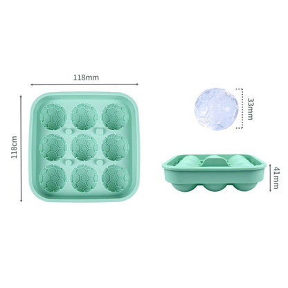 9-Grid Soccer Ball Shaped Silicone Ice Cube Mold Tray Football Shaped Food Grade Sphere Ice Maker with Lid for Drinks (BPA-Free, FDA Certified)