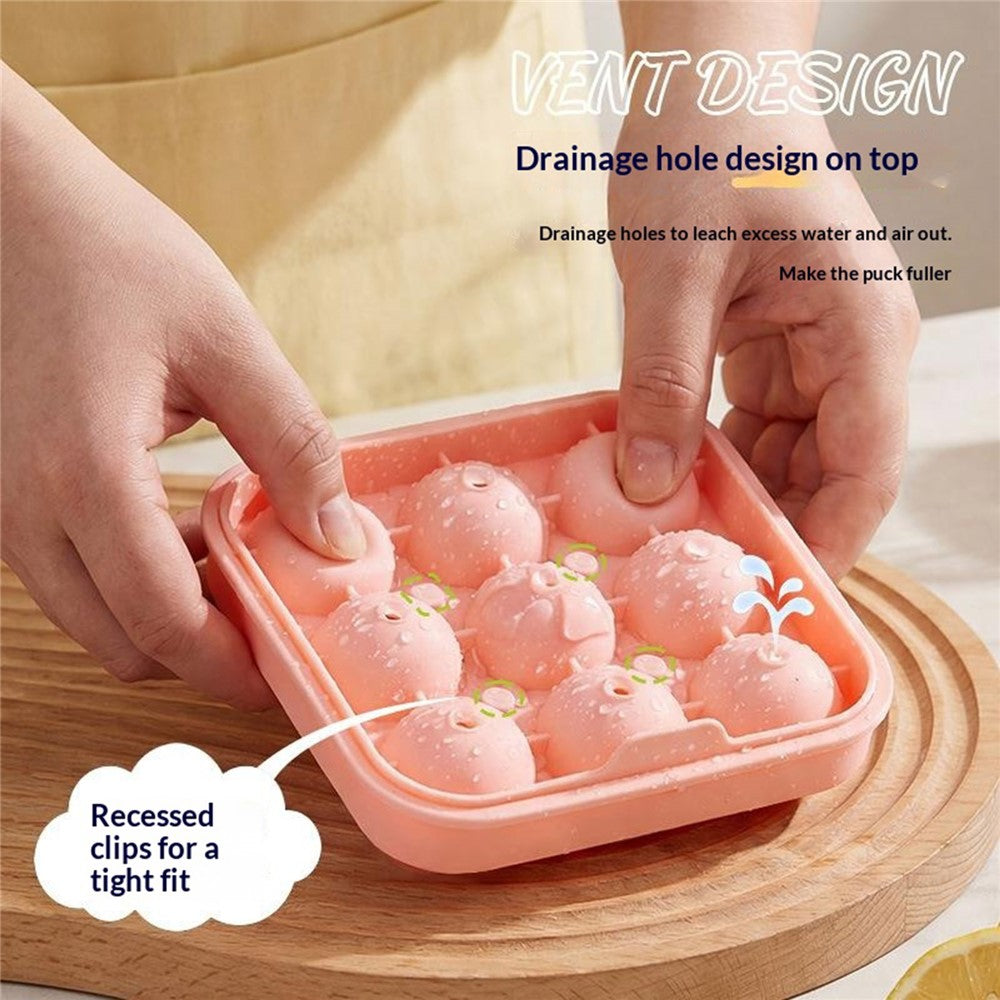 9-Grid Soccer Ball Shaped Silicone Ice Cube Mold Tray Football Shaped Food Grade Sphere Ice Maker with Lid for Drinks (BPA-Free, FDA Certified)